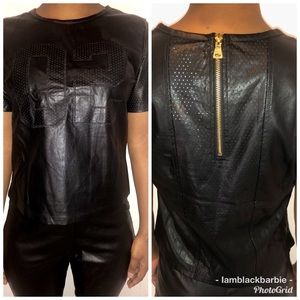Sporty short sleeve leather inspired shirt